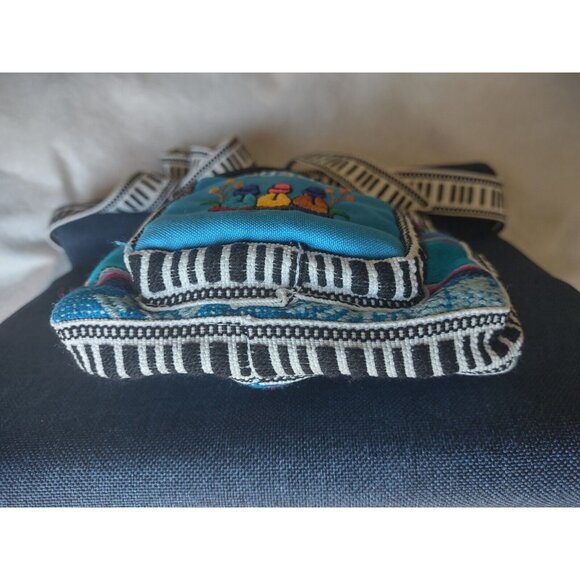 ECUADOR HAND CRAFTED BOHO CROSS BODY BAG Small Lovely Woven 5"x6" LONG STRAP EXC - Picture 6 of 7